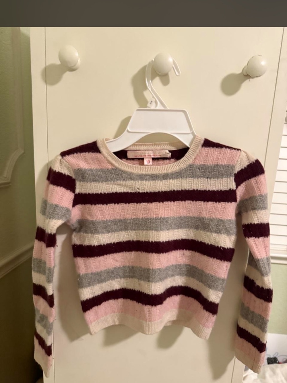 Juicy Couture Pink Gray Burgundy Striped Knit Long Sleeve Tee